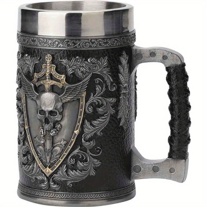 1pc Horror Death Coffee Mug - 600ml/20oz Stainless Steel Grim Reaper Skull Water Cup - Unique Summer Winter Drinkware for Home Kitchen, Spooky Birthday and Halloween Gifts