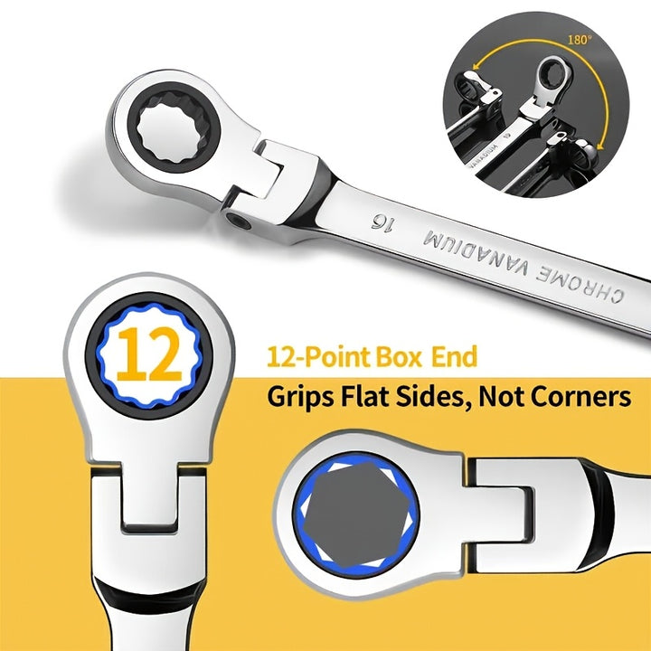 1pc/12pcs, Ratchet Wrench With Flexible Head, Dual-use Ratchet Tool Automotive Hand Tool Ratchet Wrench