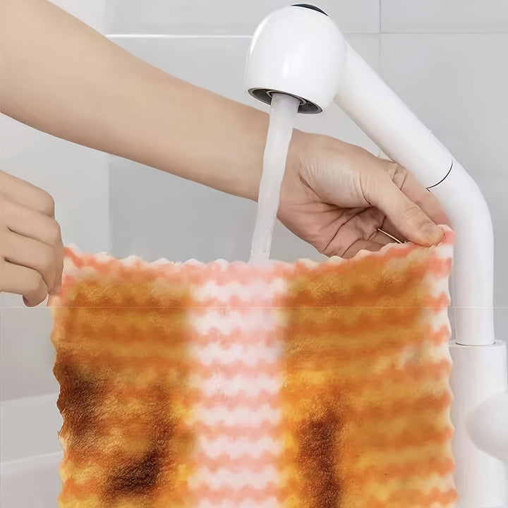5/10pcs Ultra-Soft Microfiber Dish Cloths - Thickened Coral Velvet Cationic Double-Sided Towels for Strong Stain Removal, Scouring Pads, Absorbent, Lint-Free, Durable, Easy to Clean, and Reusable for Kitchen Cleaning