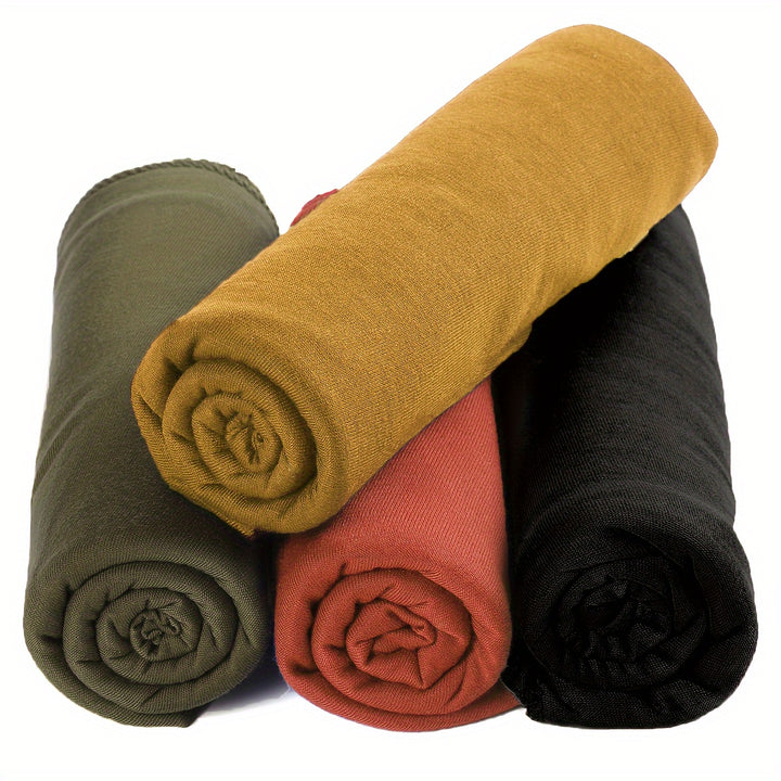 1pc/4pcs Ultra Soft Boho Pleated Head Wrap Turban Cap - Elegant Solid Color, Extra Long, Breathable Head Band Tie for Women