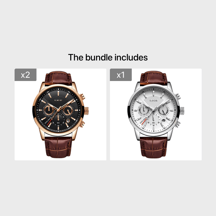 Watches Mens 2022 LIGE Top Brand Luxury Casual Leather Quartz Men's Watch Business Clock Male Sport Date Chronograph