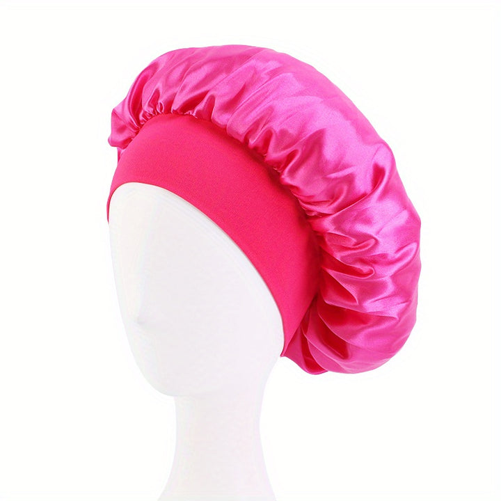 Elastic Band Satin Bonnet - Silky, Extra Large, For Night, Bath, Brimmed Hat, Soft and Comfortable
