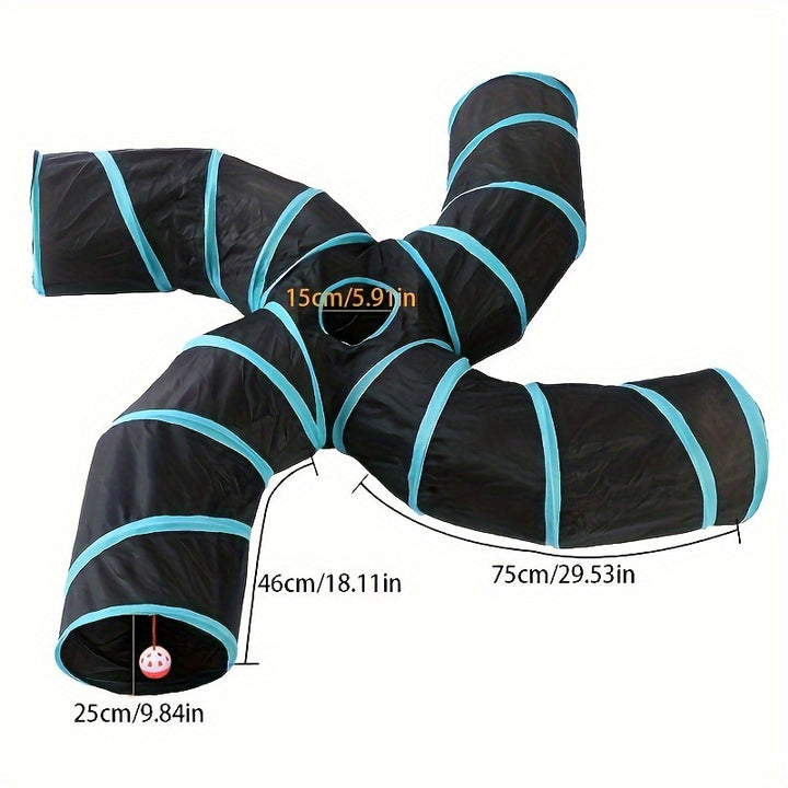 Collapsible Cat Tunnel with Peek Holes
Interactive multi-way tunnel with hanging ball toy—foldable, durable, and perfect for indoor fun with cats, kittens, puppies & small pets.🐈🐕