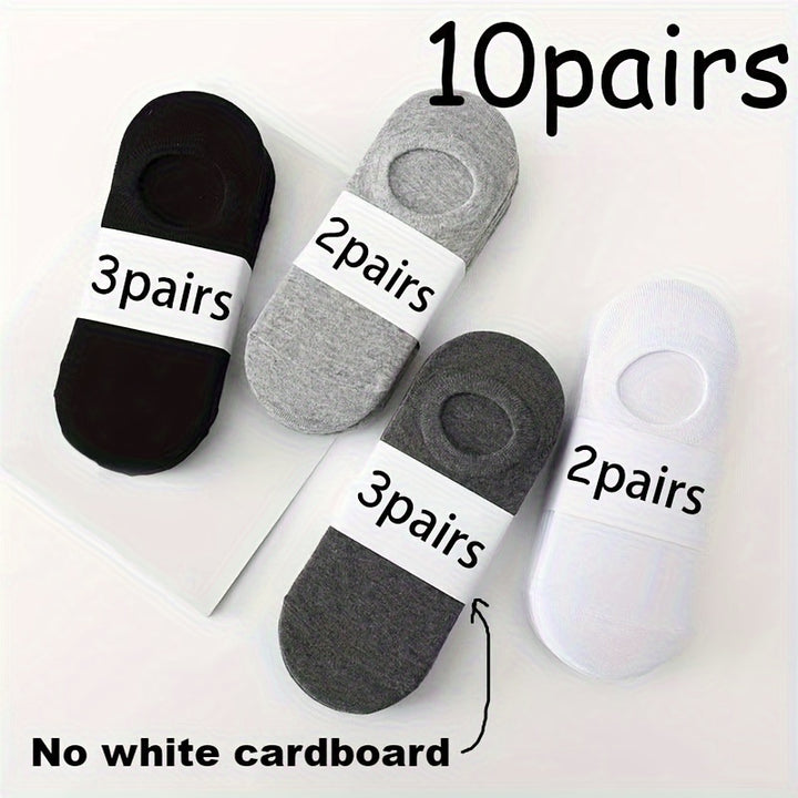 3/5/10 Pairs Men's Cotton Blend Plain Color Breathable Sweat Resistant Anti-odor No Show Socks