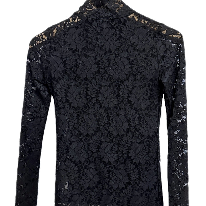 Sexy Lace Mock Neck Long Sleeve Slim Fit Top - Flattering, Breathable, and Comfortable for Spring and Fall - Women's Stylish Clothing for Everyday Wear