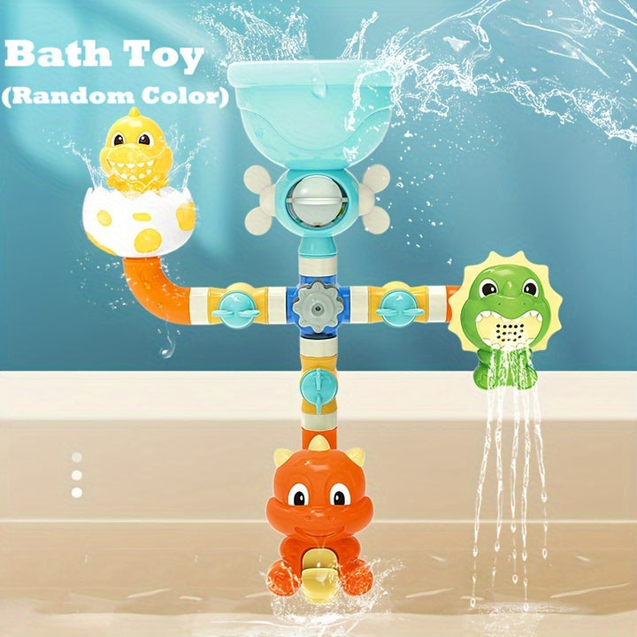 16pcs Dinosaur Bath Toys Dinosaur Wall Bathtub Toy Slide Shower Waterwheel Tracks Water Toys Christmas Holiday Birthday Gifts (random Color)