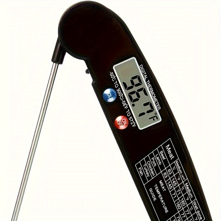 1pc Fast-Reading Digital Meat Thermometer, WEBBQ ABS Food Temperature Gauge with Hold Function, Single-Use, for Grilling BBQ, Kitchen Cooking, Adult - AAA Battery Operated (Batteries Not Included)