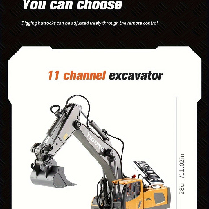 Dig Into Realistic Fun!
This 11-channel RC excavator features 2.4G remote control, durable alloy & plastic design, and powerful functions for lifelike digging action. Perfect for kids aged 6–10.the perfect gift! 🎁 🚧