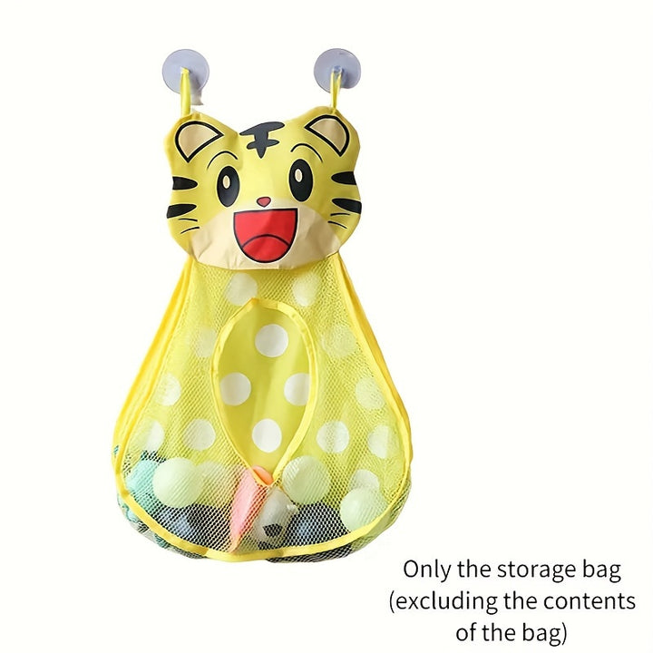1Pc/2pcs Kawaii Animal Design Mesh Toys Storage Hanging Bag, Versatile Bathroom Wall Mounted Organizer