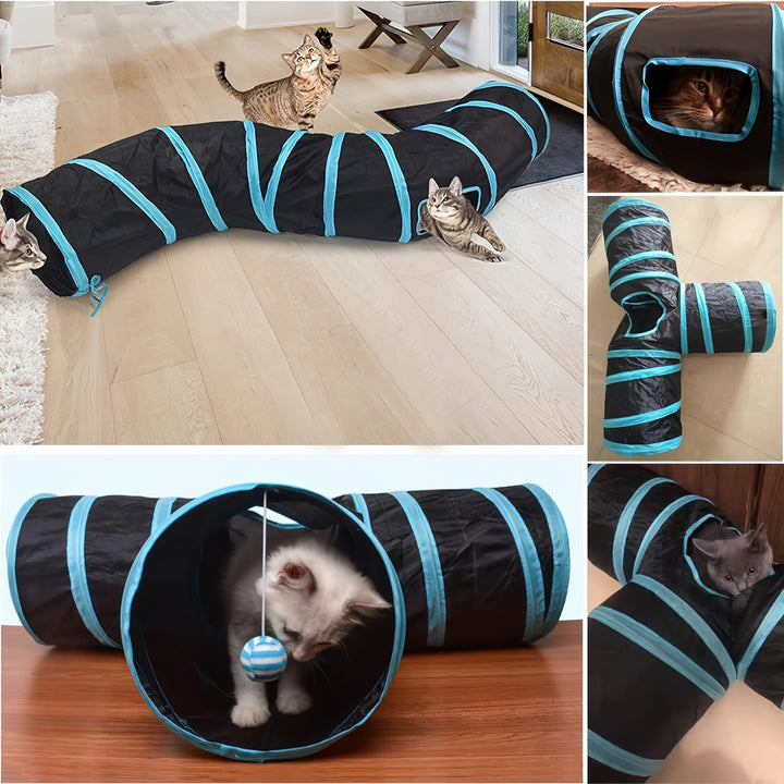 Collapsible Cat Tunnel with Peek Holes
Interactive multi-way tunnel with hanging ball toy—foldable, durable, and perfect for indoor fun with cats, kittens, puppies & small pets.🐈🐕