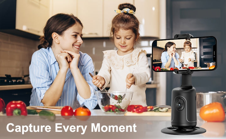 [HKXYK 360° Tripod] HKXYK 360° Rotating Face Tracking Tripod for Phone | Smart Vlogging & Streaming Holder with Rechargeable Battery, Stable Phone Mount for Live Videos, Outdoor Photography, Travel Vlogging, Modern Design,