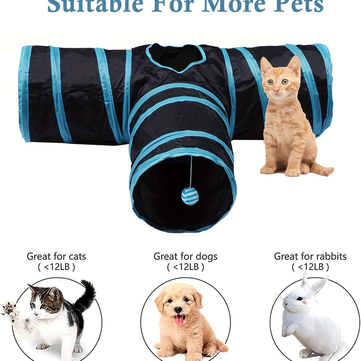 Collapsible Cat Tunnel with Peek Holes
Interactive multi-way tunnel with hanging ball toy—foldable, durable, and perfect for indoor fun with cats, kittens, puppies & small pets.🐈🐕