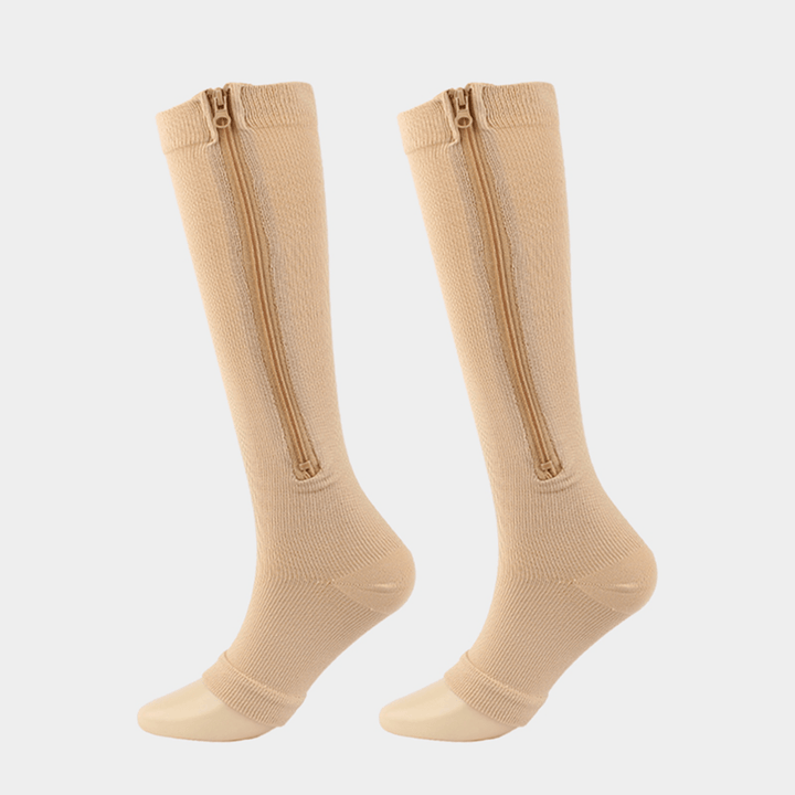 1pair Comfortable Compression Socks with Easy Side Zipper for Men and Women - Reduce Swelling and Improve Circulation