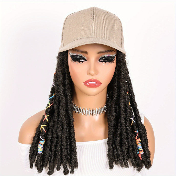 Hat Wigs 12 Inch Dreadlock Wigs With Black Baseball Cap Synthetic Fiber Dreads Hair Extensions With Hat Attatched For Women