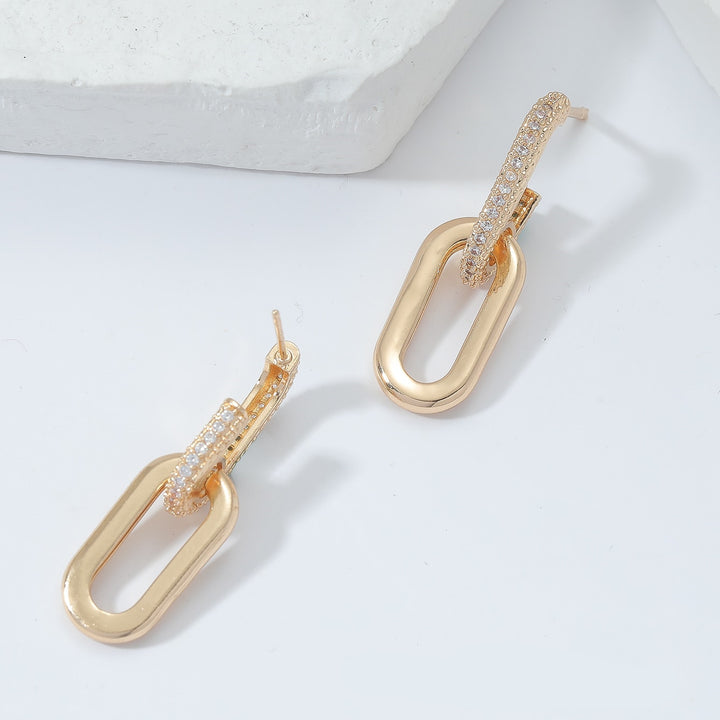 / Silvery Dangle Earrings With Shiny Zircon Decor Elegant Minimalist Style Copper Plated Jewelry Daily Casual