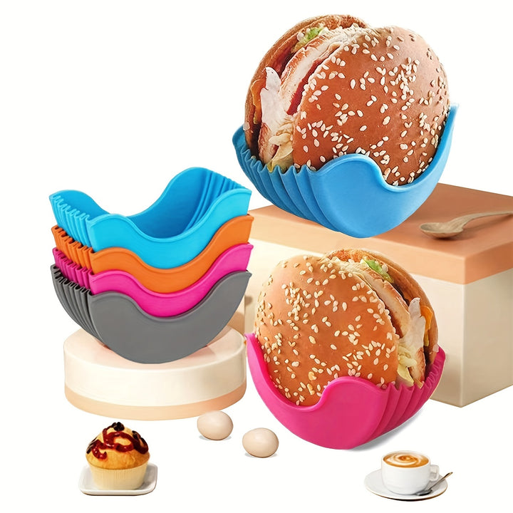 [Expandable Silicone Rack] 1pc/4pcs Reusable Expandable Silicone Hamburger Rack - Hamburger Tool Rack, Storage Rack, Kitchen Storage Box