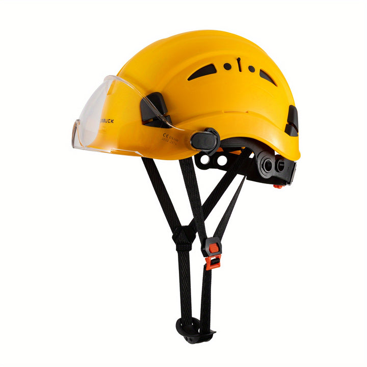 High-Quality ABS Construction Hard Hat with Goggles - Adjustable, Breathable Safety Helmet for Workers