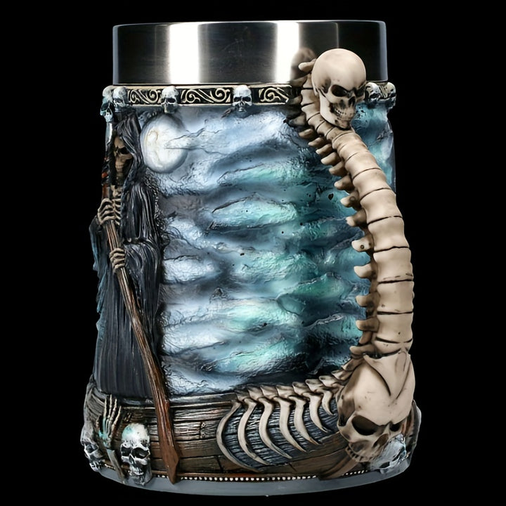 1pc Death Coffee Mug - 20oz 304 Stainless Steel Resin Coffee Cup with Horror Grim Reaper Design, Perfect for Summer and Winter Drinks, Home Kitchen Item, Birthday and Halloween Gift