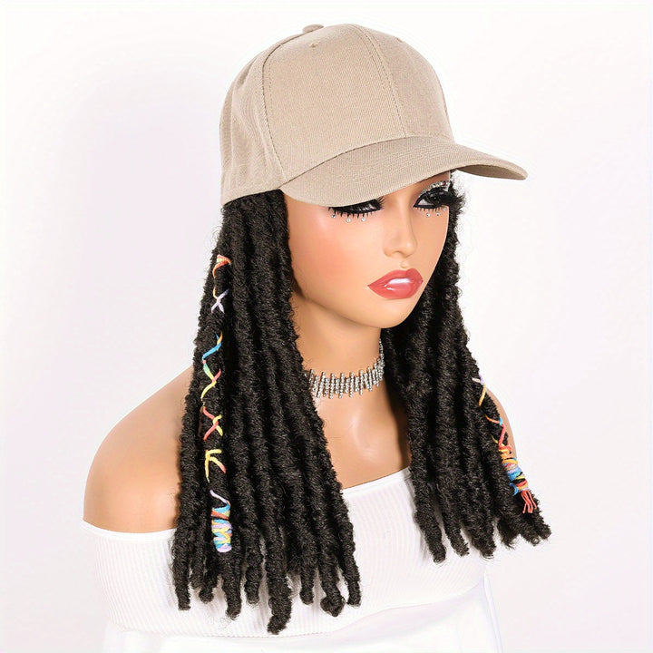 Hat Wigs 12 Inch Dreadlock Wigs With Black Baseball Cap Synthetic Fiber Dreads Hair Extensions With Hat Attatched For Women