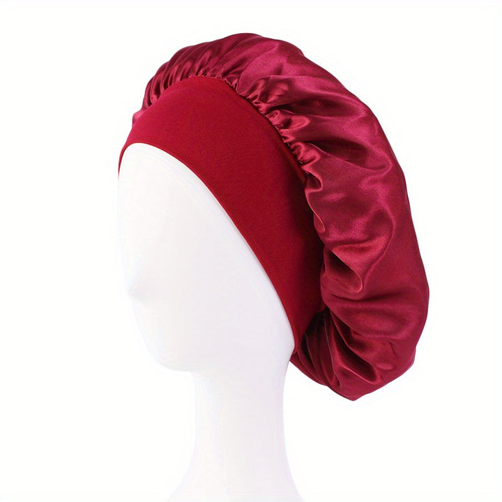 Elastic Band Satin Bonnet - Silky, Extra Large, For Night, Bath, Brimmed Hat, Soft and Comfortable