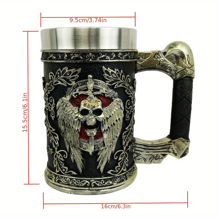 1pc Horror Death Coffee Mug - 600ml/20oz Stainless Steel Grim Reaper Skull Water Cup - Unique Summer Winter Drinkware for Home Kitchen, Spooky Birthday and Halloween Gifts