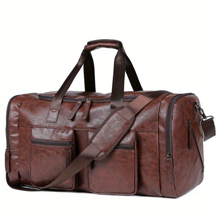 Large Weekend Bag Men Quality PU Leather Travel Carry On Luggage Bag Duffel Handbag Casual Traveling Tote