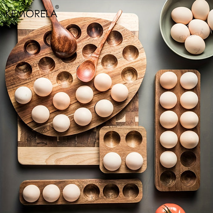 1pc Multi-Compartment Wooden Egg Storage Box - Kitchen Cooking Organizer for Eggs and More