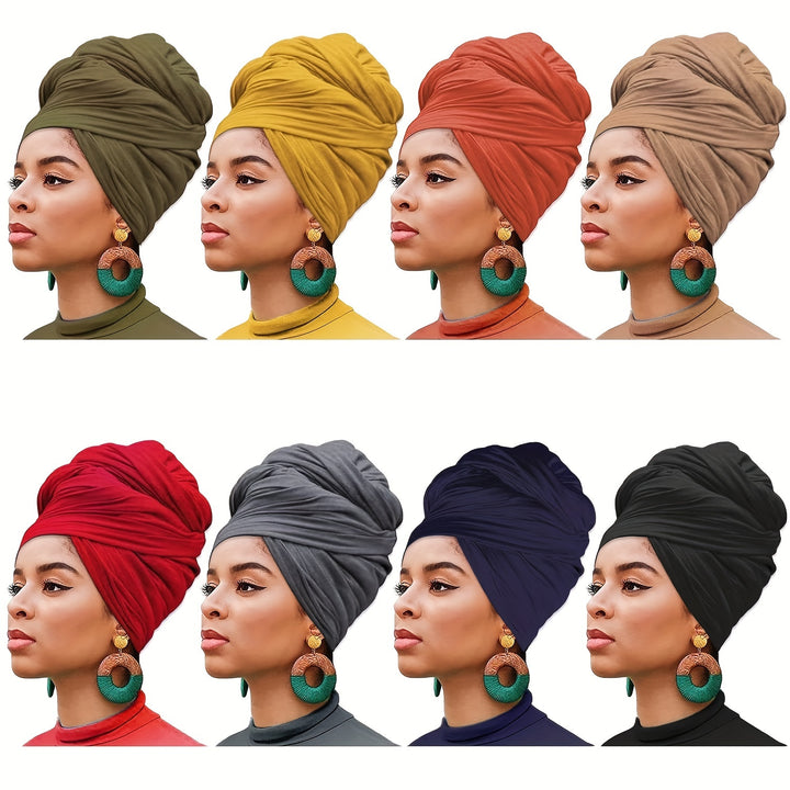 1pc/4pcs Ultra Soft Boho Pleated Head Wrap Turban Cap - Elegant Solid Color, Extra Long, Breathable Head Band Tie for Women