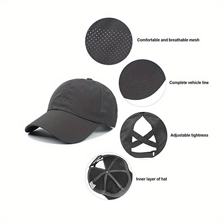 [1X Summer Cap] 1X Quick-Dry Summer Baseball Cap | Men's Ponytail Sun Protection Hat, Women's Sports Cap, Camping Hat