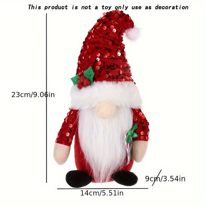 2pcs/set Christmas Sequin Gnomes Couple, Rudolph Doll, Christmas Gnome Ornament, Christmas Decoration Supplies, Sequin Cap Faceless Doll, thanksgiving Gift, Christmas Decoration