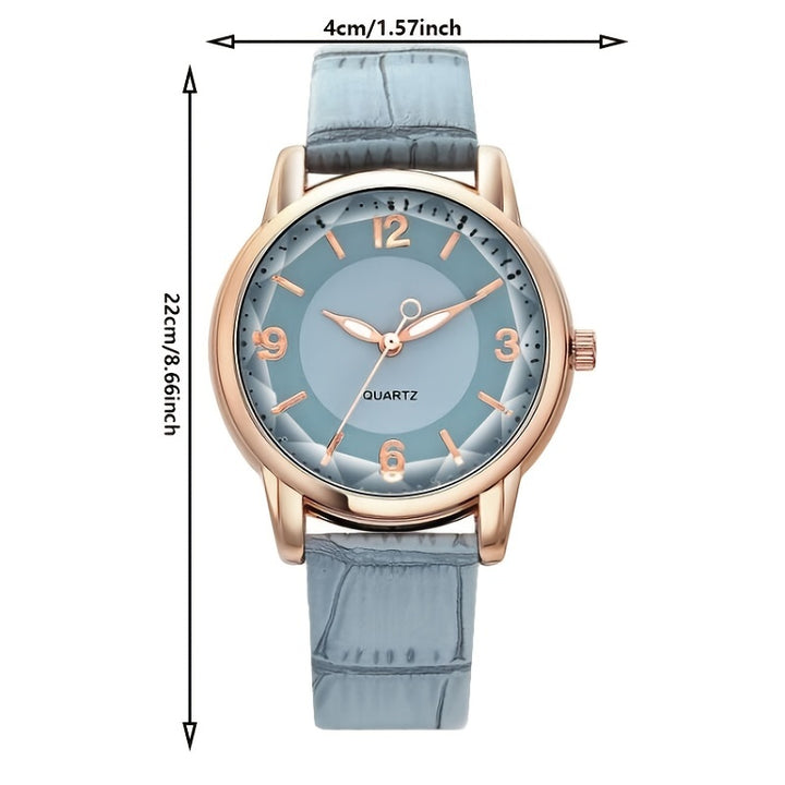 Elegant Women's Quartz Watch - Genuine Leather Strap, Water-Resistant, Versatile for All Occasions