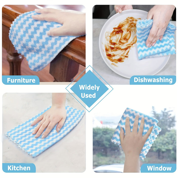 5/10pcs Ultra-Soft Microfiber Dish Cloths - Thickened Coral Velvet Cationic Double-Sided Towels for Strong Stain Removal, Scouring Pads, Absorbent, Lint-Free, Durable, Easy to Clean, and Reusable for Kitchen Cleaning