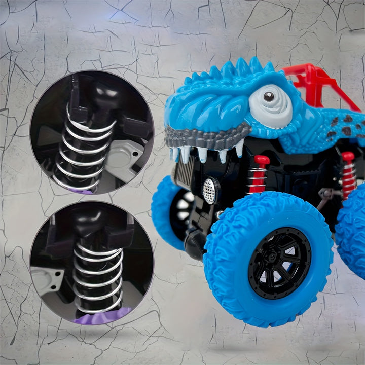Two-way Inertia Red/Yellow/Blue Dinosaur Toys, Double-sided Flip Driving Drift Vehicle for Boys and Girls Gift