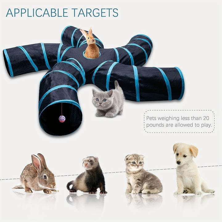 Collapsible Cat Tunnel with Peek Holes
Interactive multi-way tunnel with hanging ball toy—foldable, durable, and perfect for indoor fun with cats, kittens, puppies & small pets.🐈🐕