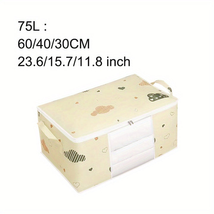 Large Capacity Clothes Storage Bag with Reinforced Handles, Thick Fabric, Suitable for Quilts, Blankets, Bedding, Foldable with Sturdy Zipper, Transparent Window, Storage Bins for Home Organization, Baskets, Bins & Containers
