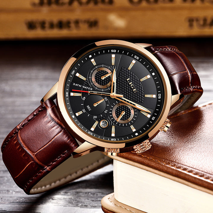 Watches Mens 2022 LIGE Top Brand Luxury Casual Leather Quartz Men's Watch Business Clock Male Sport Date Chronograph