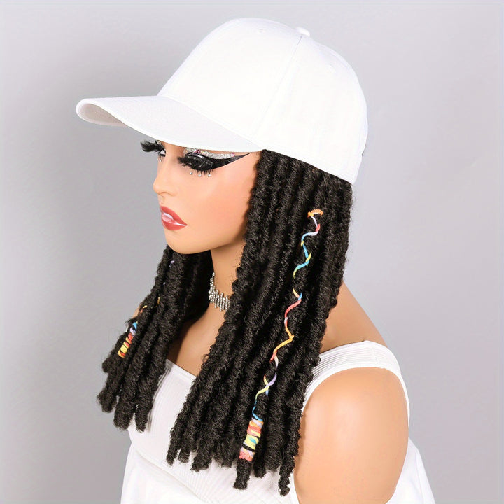 Hat Wigs 12 Inch Dreadlock Wigs With Black Baseball Cap Synthetic Fiber Dreads Hair Extensions With Hat Attatched For Women
