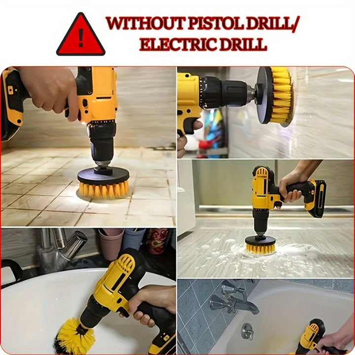 3pcs Drill Brush Attachment Set, Electric Scrubber Washing Brush Tool Kit, Universal Drill Brush With Extension, For Grout Floor, Bathtub Shower Tile, Bathroom, Kitchen Surface And Car.