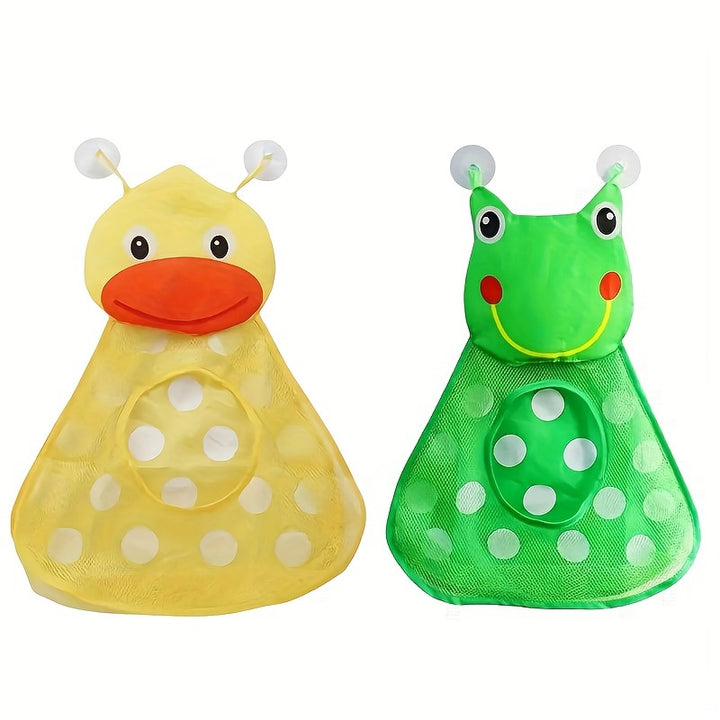 1Pc/2pcs Kawaii Animal Design Mesh Toys Storage Hanging Bag, Versatile Bathroom Wall Mounted Organizer