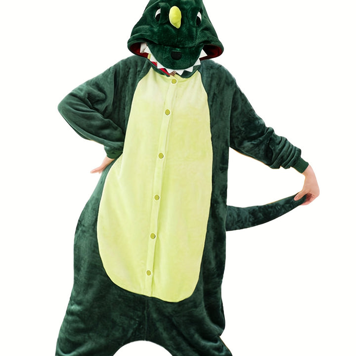 one piece Cozy Dinosaur Hooded Pajamas for Men and Women - Perfect for Parties and Cosplay