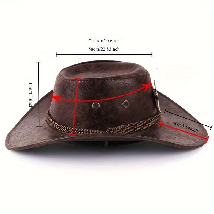 1pc Breathable Sunshade Cowboy Hat With Rivets For Outdoor Casual Camping Fishing Mountaineering, Vacation