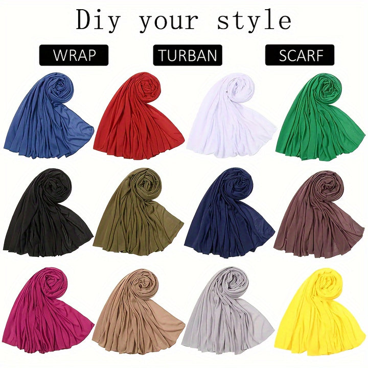 1pc/4pcs Ultra Soft Boho Pleated Head Wrap Turban Cap - Elegant Solid Color, Extra Long, Breathable Head Band Tie for Women