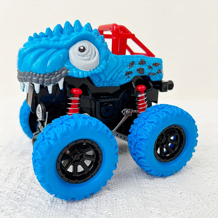 Two-way Inertia Red/Yellow/Blue Dinosaur Toys, Double-sided Flip Driving Drift Vehicle for Boys and Girls Gift