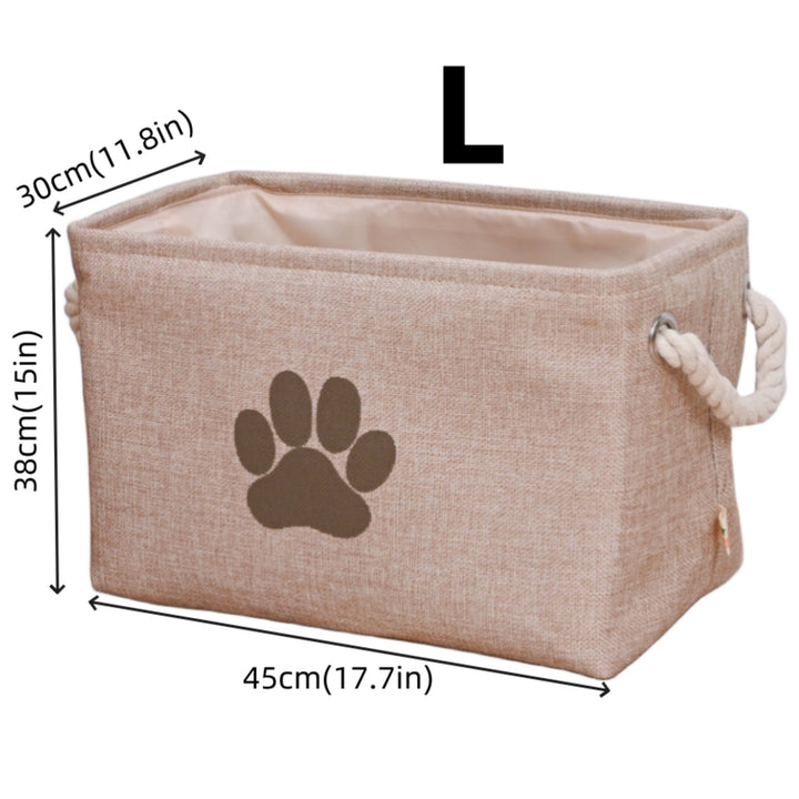 Rectangle Pet Storage Basket - Collapsible Fabric Organizer with Sturdy Rope Handle for Toys, Cloth, and Accessories - Space-Saving, Portable, and Easy to Clean