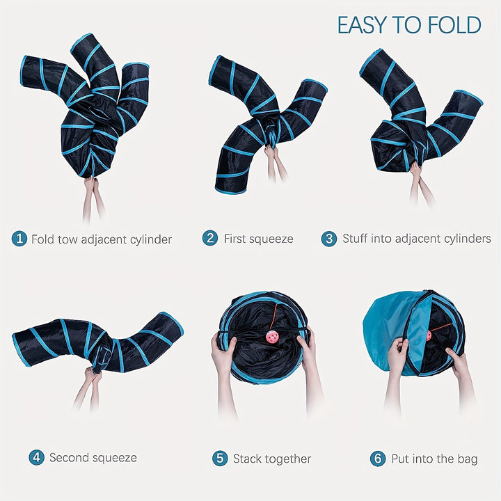 Collapsible Cat Tunnel with Peek Holes
Interactive multi-way tunnel with hanging ball toy—foldable, durable, and perfect for indoor fun with cats, kittens, puppies & small pets.🐈🐕