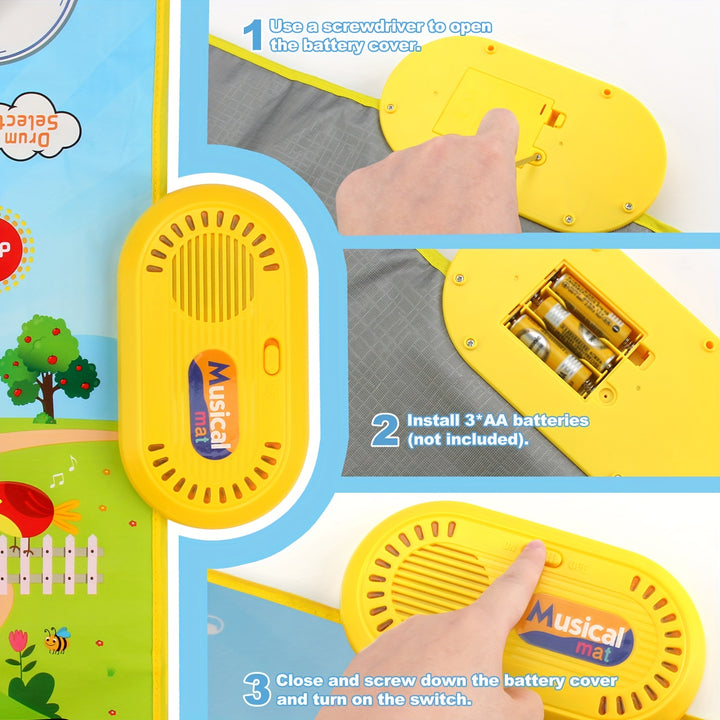 🧠 Educational & Fun.
Interactive Music Mat for Kids
Boost creativity with this musical mat featuring 8 animal sounds, a piano keyboard, and real drum play! Fun, safe & perfect for toddlers.