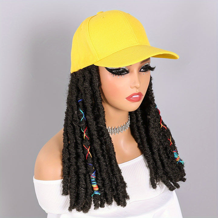 Hat Wigs 12 Inch Dreadlock Wigs With Black Baseball Cap Synthetic Fiber Dreads Hair Extensions With Hat Attatched For Women