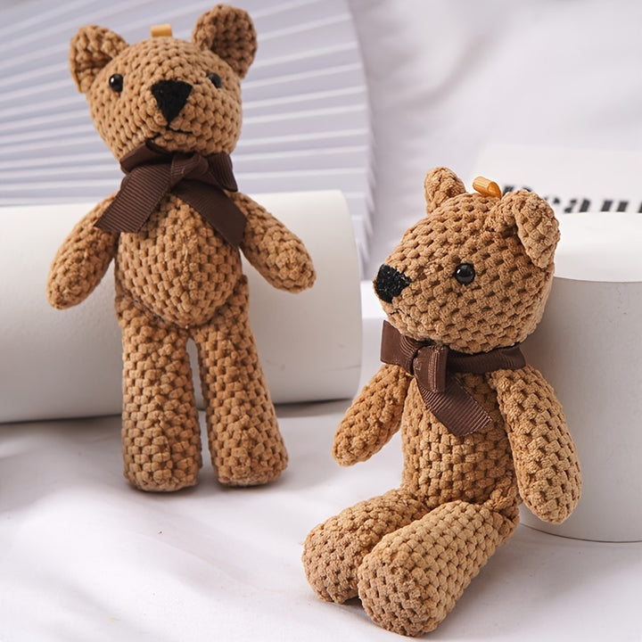 1pc 15cm/5.9in Bear Stuffed Plush Toys, Cute Dress Key Pendant, Dolls, Gifts, Birthday Wedding Party Decor easter gift Christmas, Halloween Gift
