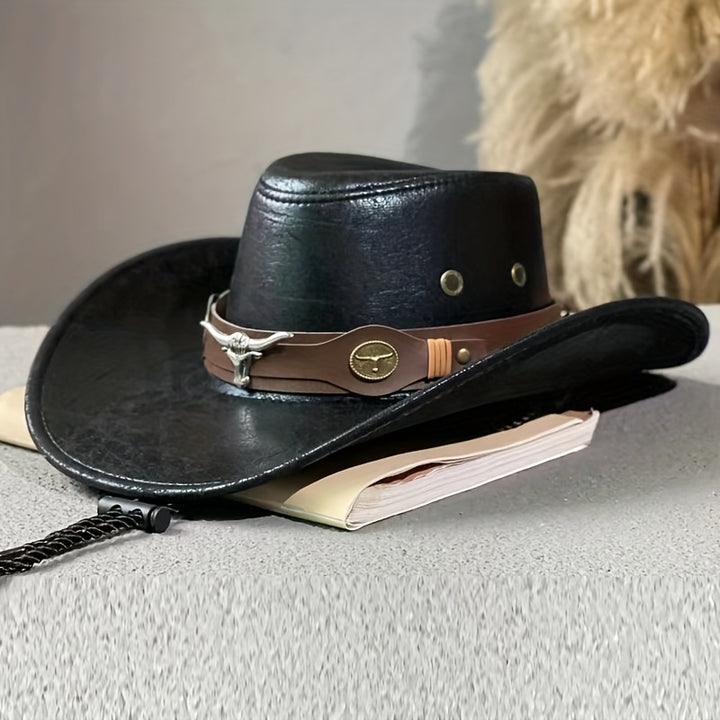 1pc Breathable Sunshade Cowboy Hat With Rivets For Outdoor Casual Camping Fishing Mountaineering, Vacation