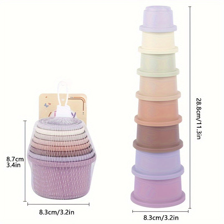 8pcs Small Pet Toys Set - Bunny Stacking Cup, Rabbit Toy, Plastic Snack Cup, Nesting Cup - For Rabbits & Bunnies - For Play & Enrichment - Great Gift for Pet Lovers